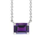 Emerald Cut Dainty Amethyst Necklace 14K White Gold Emerald Cut Dainty Amethyst Necklace 14K White Gold