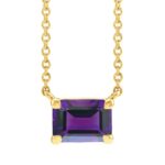 Emerald Cut Dainty Amethyst Necklace 14K Yellow Gold Emerald Cut Dainty Amethyst Necklace 14K Yellow Gold