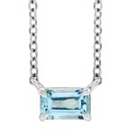 Emerald Cut Dainty Aquamarine Necklace 14K White Gold Emerald Cut Dainty Aquamarine Necklace 14K White Gold