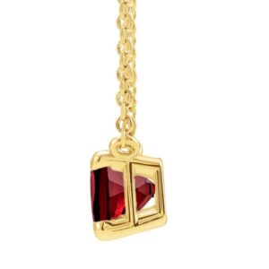Emerald Cut Dainty Garnet Necklace 14K Gold