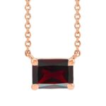 Emerald Cut Dainty Garnet Necklace 14K Rose Gold Emerald Cut Dainty Garnet Necklace 14K Rose Gold