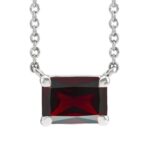 Emerald Cut Dainty Garnet Necklace 14K White Gold Emerald Cut Dainty Garnet Necklace 14K White Gold