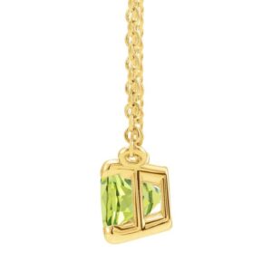 Emerald Cut Dainty Peridot Necklace 14K Gold
