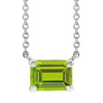 Emerald Cut Dainty Peridot Necklace 14K White Gold Emerald Cut Dainty Peridot Necklace 14K White Gold