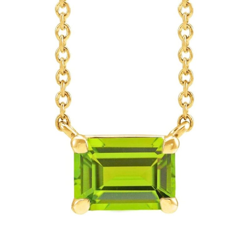 Emerald Cut Dainty Peridot Necklace 14K Yellow Gold Emerald Cut Dainty Peridot Necklace 14K Yellow Gold