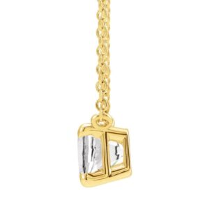 Emerald Cut Natural White Sapphire Necklace 14K Gold