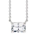 Emerald Cut Natural White Sapphire Necklace 14K White Gold Emerald Cut Natural White Sapphire Necklace 14K White Gold