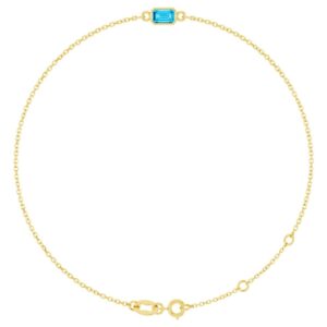 Emerald Cut Real Aquamarine Bracelet 14K Yellow Gold