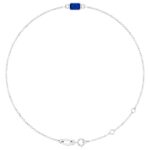 Emerald Cut Real Blue Sapphire Bracelet 14K White Gold