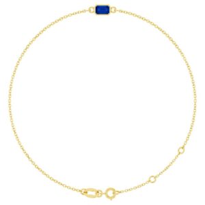 Emerald Cut Real Blue Sapphire Bracelet 14K Yellow Gold