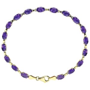 February Birthstone Oval Amethyst Tennis Bracelet 14K Gold