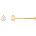 Flat Back 3.5 mm Pearl Stud Earrings 14K Yellow Gold Flat Back 3.5 mm Pearl Stud Earrings 14K Yellow Gold