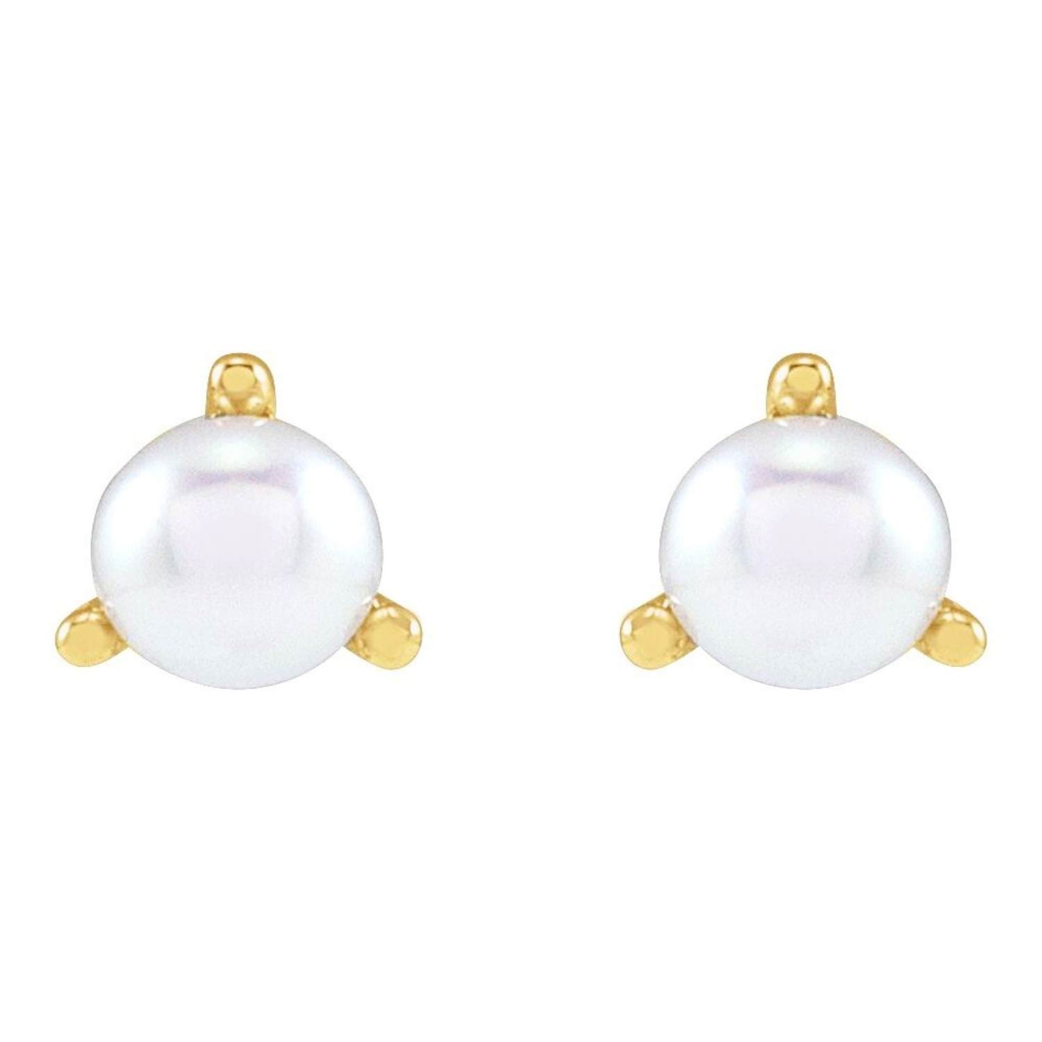Flat Back Pearl Stud Earrings 14K Yellow Gold Flat Back Pearl Stud Earrings 14K Yellow Gold