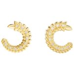 Floral Diamond Forward Facing Hoop Earrings 14K Gold Floral Diamond Forward Facing Hoop Earrings 14K Gold