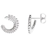 Floral Diamond Forward Facing Hoop Earrings 14K White Gold Floral Diamond Forward Facing Hoop Earrings 14K White Gold