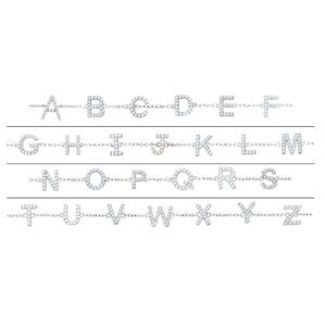 Genuine Diamond Initial Bracelet All Letters 14K White Gold
