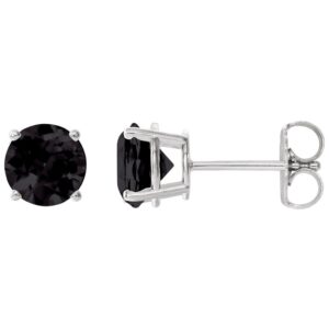 Genuine Large Black Onyx Stud Earrings 14k White Gold