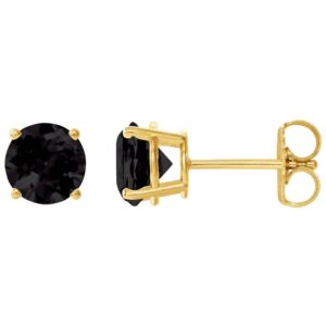 Genuine Large Black Onyx Stud Earrings 14k Yellow Gold