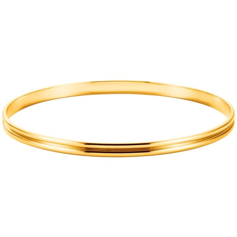 Grooved Bangle Bracelet 4 mm 14k Yellow Gold