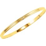 Grooved Bangle Bracelet 4 mm 8 Inch 14k Yellow Gold