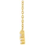 Horizontal 5 Lab Diamond Graduated Necklace 14K Gold Side view