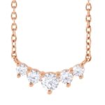 Horizontal 5 Lab Diamond Graduated Necklace 14K Rose Gold
