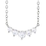 Horizontal 5 Lab Diamond Graduated Necklace 14K White Gold