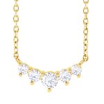 Horizontal 5 Lab Diamond Graduated Necklace 14K Yellow Gold