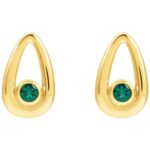 Lab Emerald Solitaire Teardrop Stud Earrings 14K Gold Lab Emerald Solitaire Teardrop Stud Earrings 14K Gold
