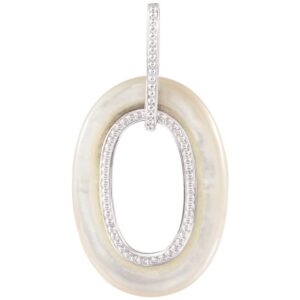 Large Oval Mother of Pearl Pendant Sterling Silver