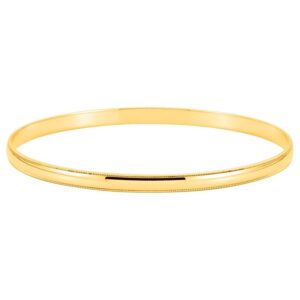 Milgrain Edge Bangle Bracelet 7.5 Inch 14k Yellow Gold