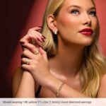 Model Wearing 1 3 4 CTW Lab Diamond Teardrop Cluster Earrings 14K Gold