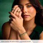 Model Wearing Birthstone Tennis Bracelet 14K Gold