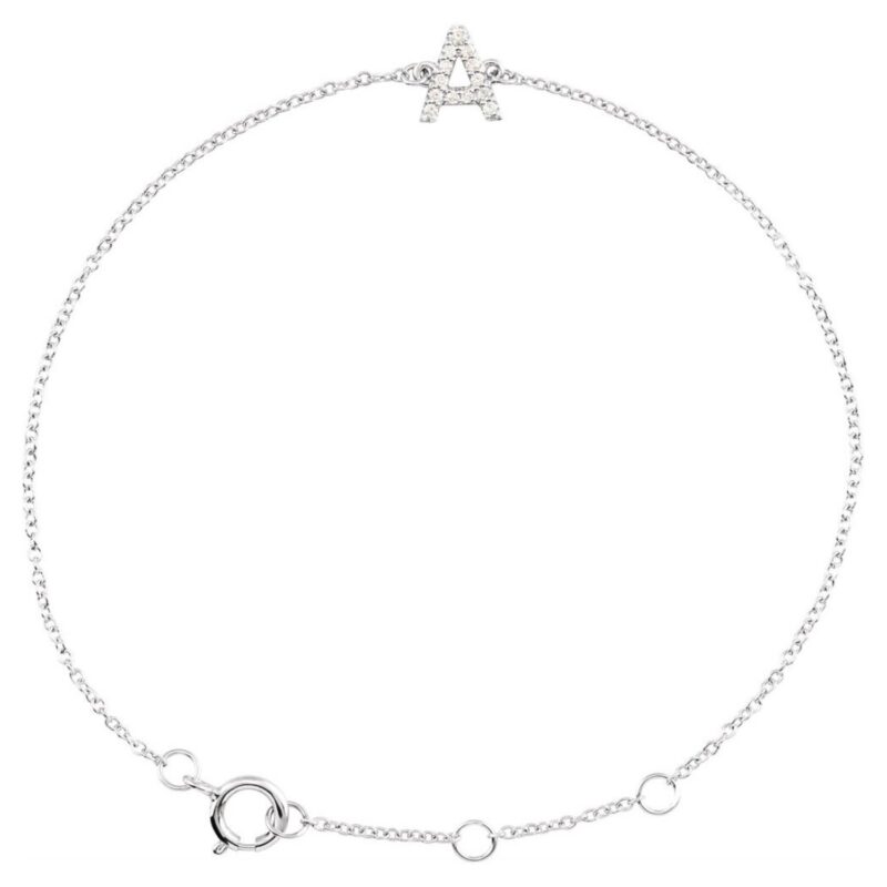 Natural Diamond Initial Bracelet 14K White Gold