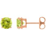 Natural Green Peridot Stud Earrings 14k Rose Gold Natural Green Peridot Stud Earrings 14k Rose Gold