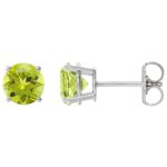 Natural Green Peridot Stud Earrings 14k White Gold Natural Green Peridot Stud Earrings 14k White Gold