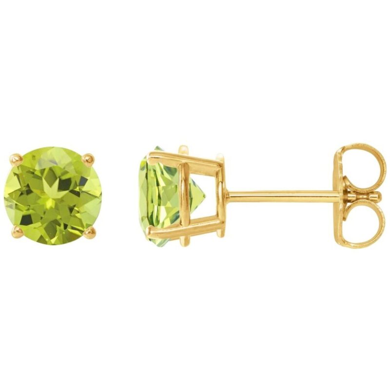 Natural Green Peridot Stud Earrings 14k Yellow Gold Natural Green Peridot Stud Earrings 14k Yellow Gold