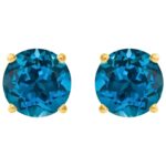 Natural London Blue Topaz Stud Earrings 14K Gold Natural London Blue Topaz Stud Earrings 14K Gold