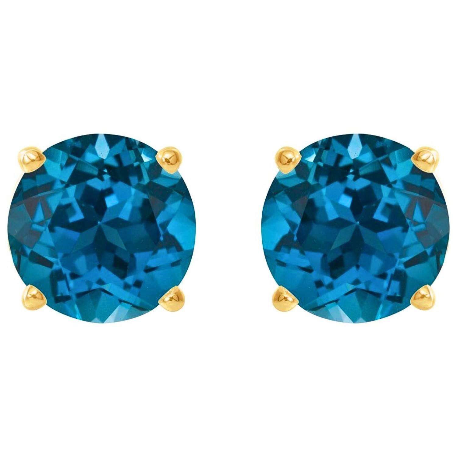 Natural London Blue Topaz Stud Earrings 14K Gold Natural London Blue Topaz Stud Earrings 14K Gold