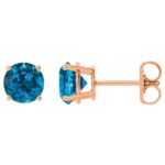 Natural London Blue Topaz Stud Earrings 14K Rose Gold Natural London Blue Topaz Stud Earrings 14K Rose Gold