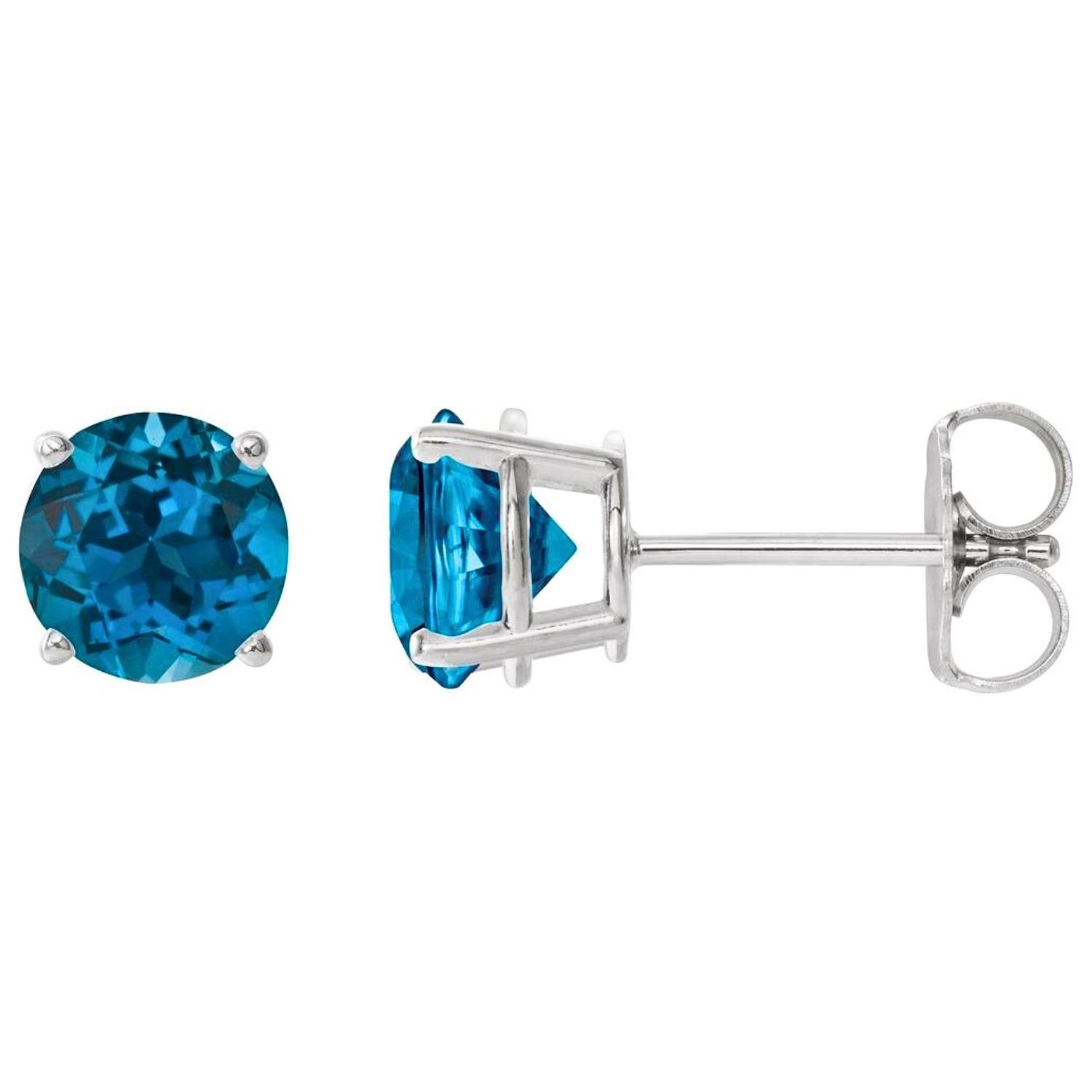 Natural London Blue Topaz Stud Earrings 14K White Gold Natural London Blue Topaz Stud Earrings 14K White Gold