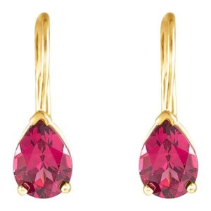 Natural Rhodolite Garnet Leverback Earrings 14K Gold