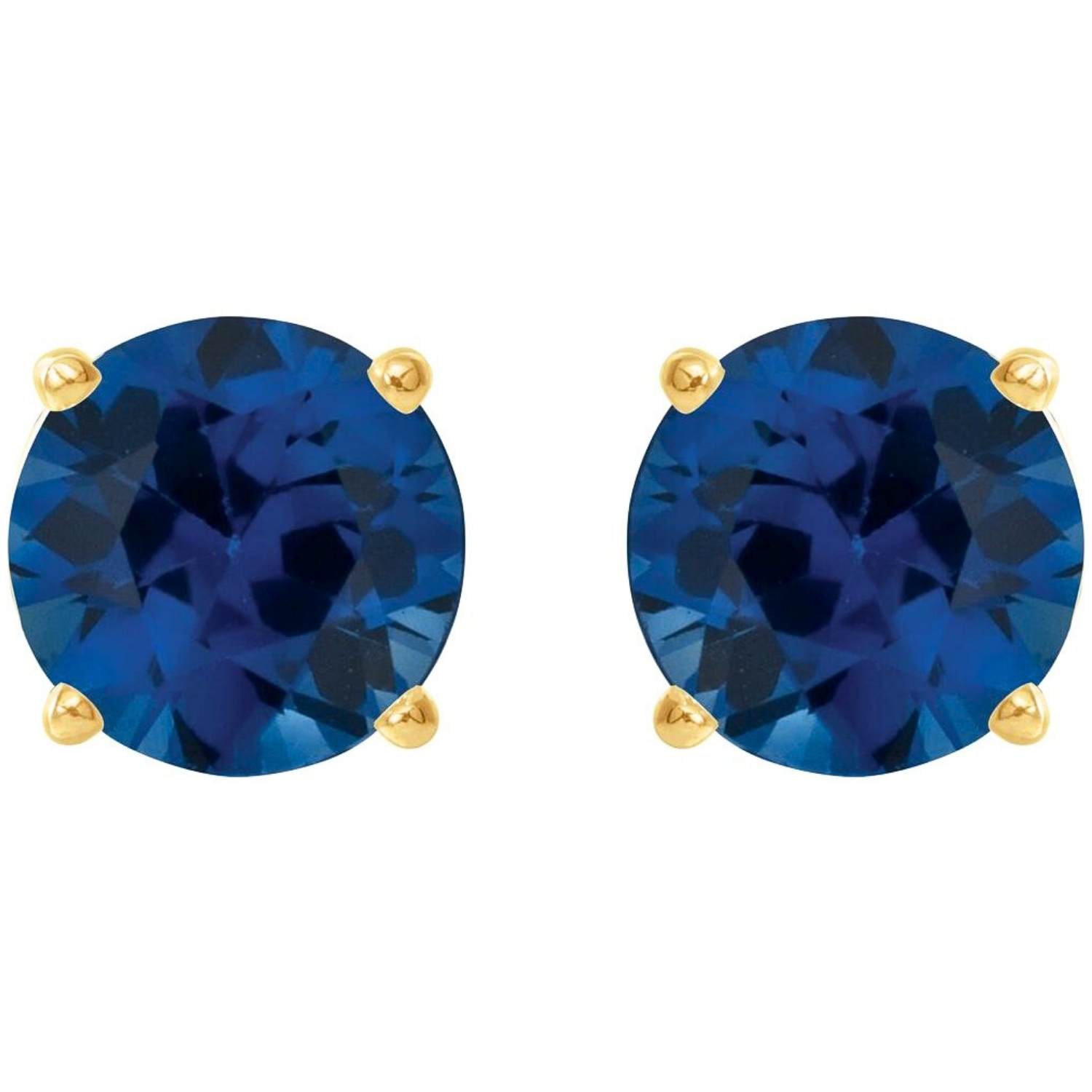 Natural Round Blue Sapphire Stud Earrings 14k Gold Natural Round Blue Sapphire Stud Earrings 14k Gold