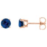 Natural Round Blue Sapphire Stud Earrings 14k Rose Gold Natural Round Blue Sapphire Stud Earrings 14k Rose Gold