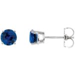 Natural Round Blue Sapphire Stud Earrings 14k White Gold Natural Round Blue Sapphire Stud Earrings 14k White Gold