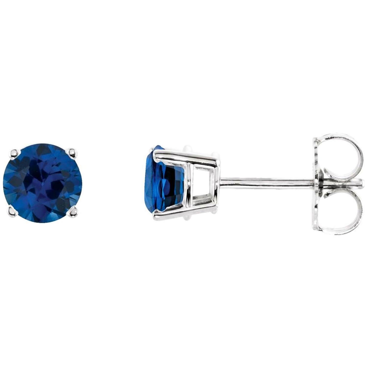 Natural Round Blue Sapphire Stud Earrings 14k White Gold Natural Round Blue Sapphire Stud Earrings 14k White Gold