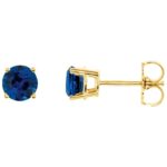 Natural Round Blue Sapphire Stud Earrings 14k Yellow Gold Natural Round Blue Sapphire Stud Earrings 14k Yellow Gold