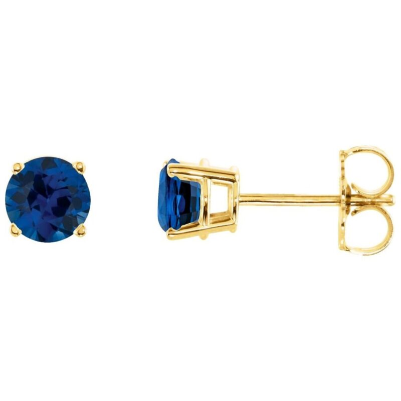 Natural Round Blue Sapphire Stud Earrings 14k Yellow Gold Natural Round Blue Sapphire Stud Earrings 14k Yellow Gold