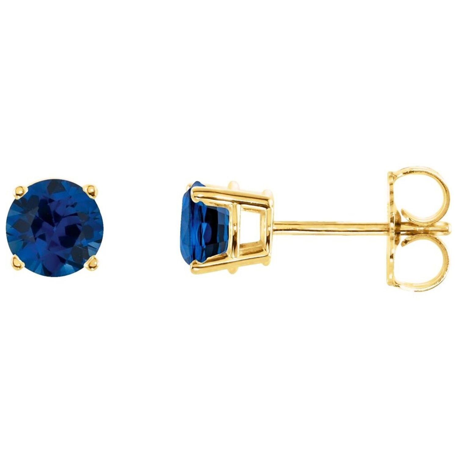 Natural Round Blue Sapphire Stud Earrings 14k Yellow Gold Natural Round Blue Sapphire Stud Earrings 14k Yellow Gold