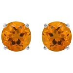 Natural Round Citrine Stud Earrings 14K Gold Natural Round Citrine Stud Earrings 14K Gold
